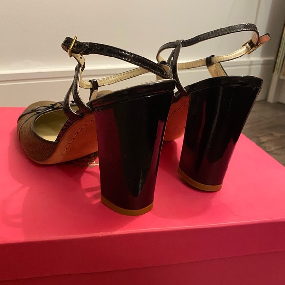 Brown Mary Jane T-Strap Heels - Picture 7 of 8